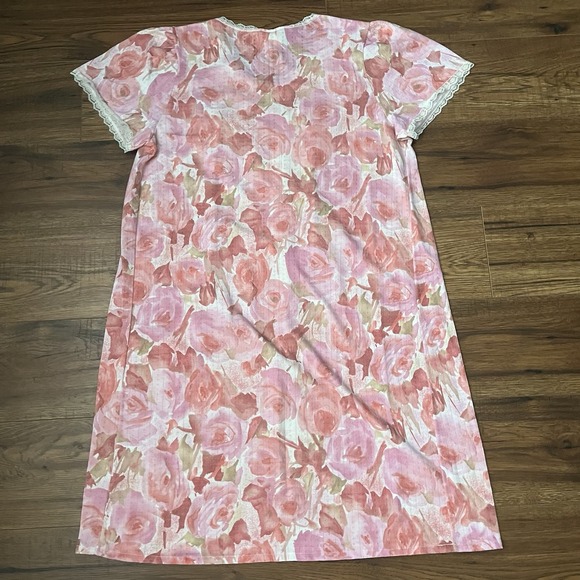 Vintage Y2K Womens Short Sleeve Nightgown Dress Floral Lace Cottagecore Coquette - Picture 5 of 6